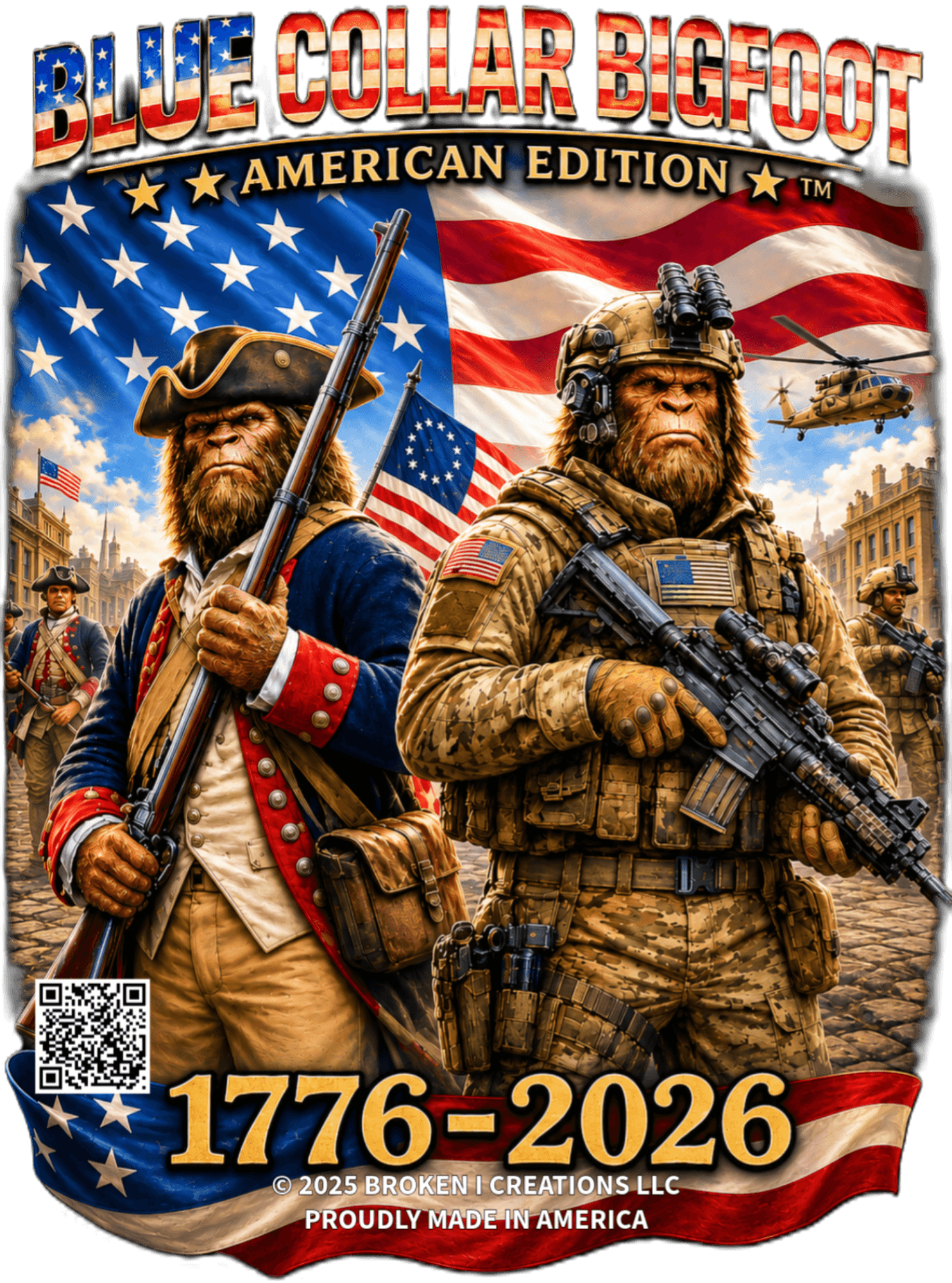 Blue Collar Bigfoot Duty Through the Ages soldier shirt design