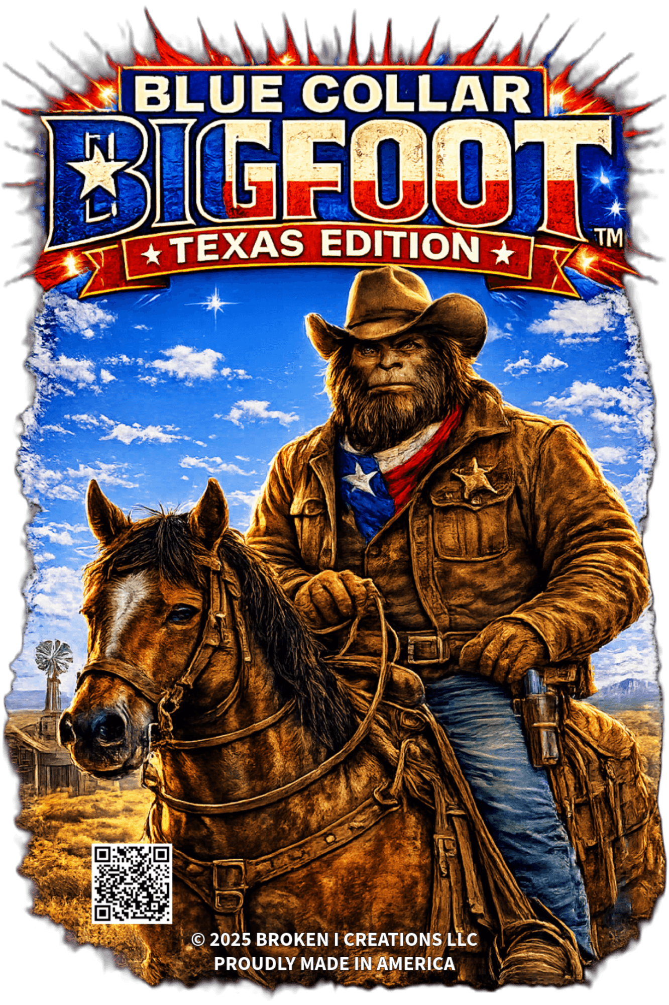 Blue Collar Bigfoot Texas Cowboy shirt design
