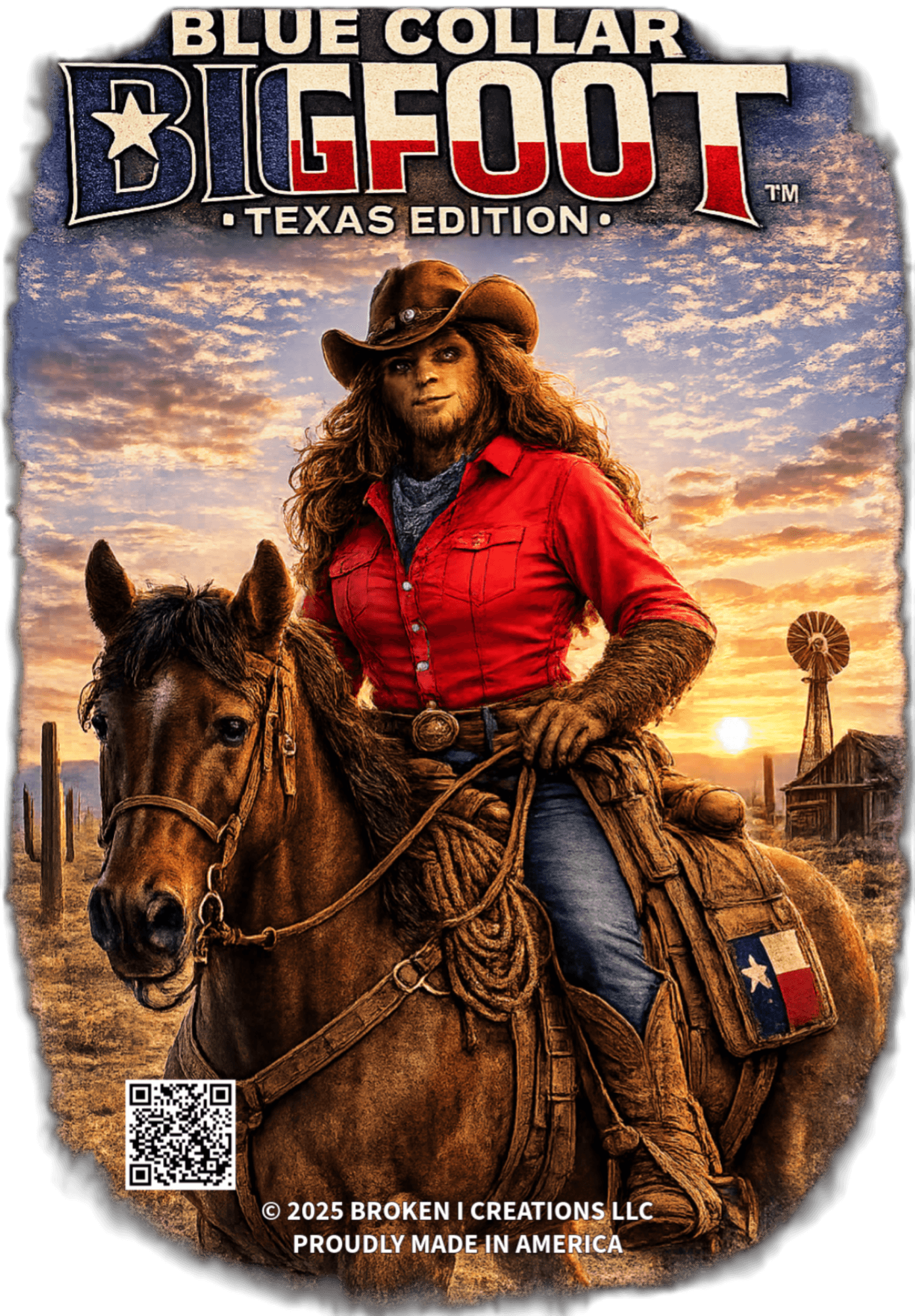 Blue Collar Bigfoot Texas Cowgirl shirt design