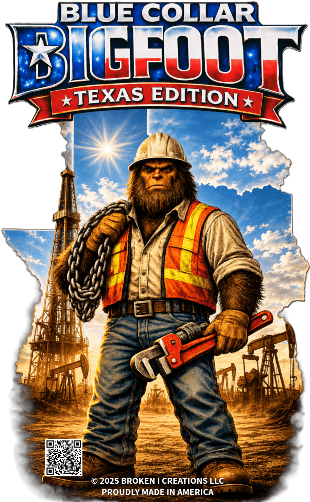 Blue Collar Bigfoot Texas Oil Field Worker shirt design
