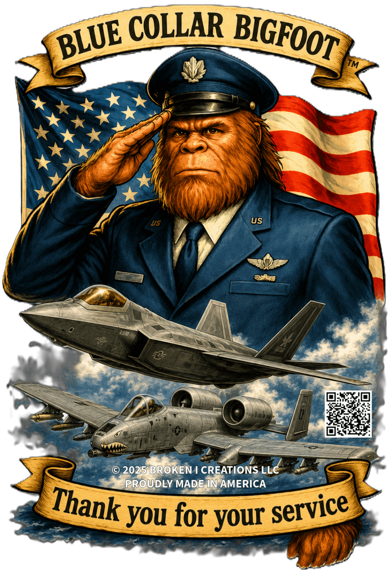 Blue Collar Bigfoot Air Force Thank You warrior shirt