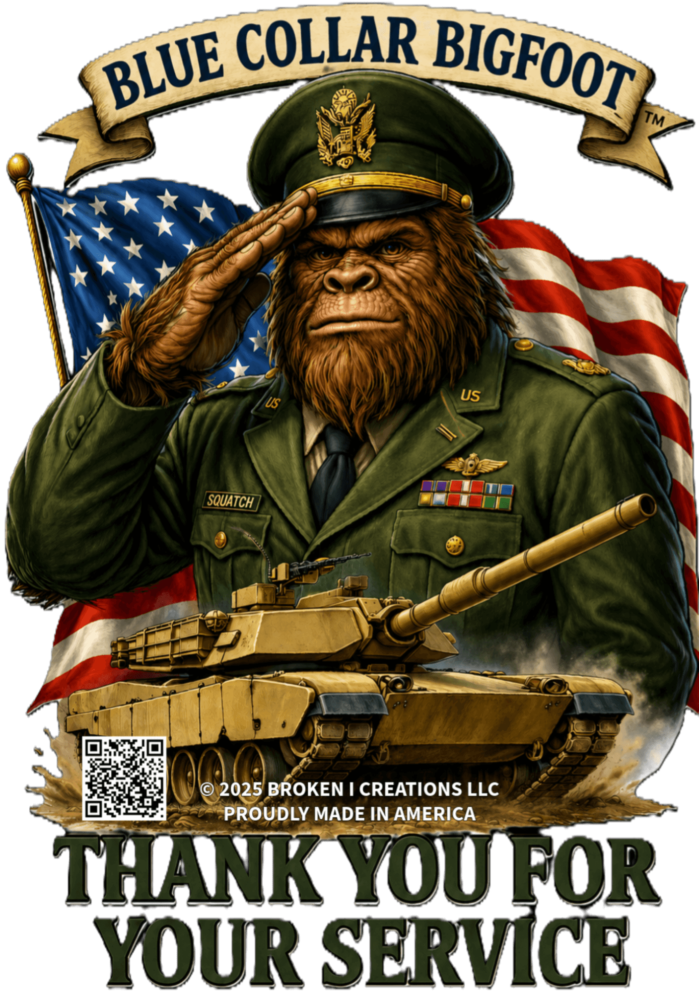Blue Collar Bigfoot Army Thank You warrior shirt