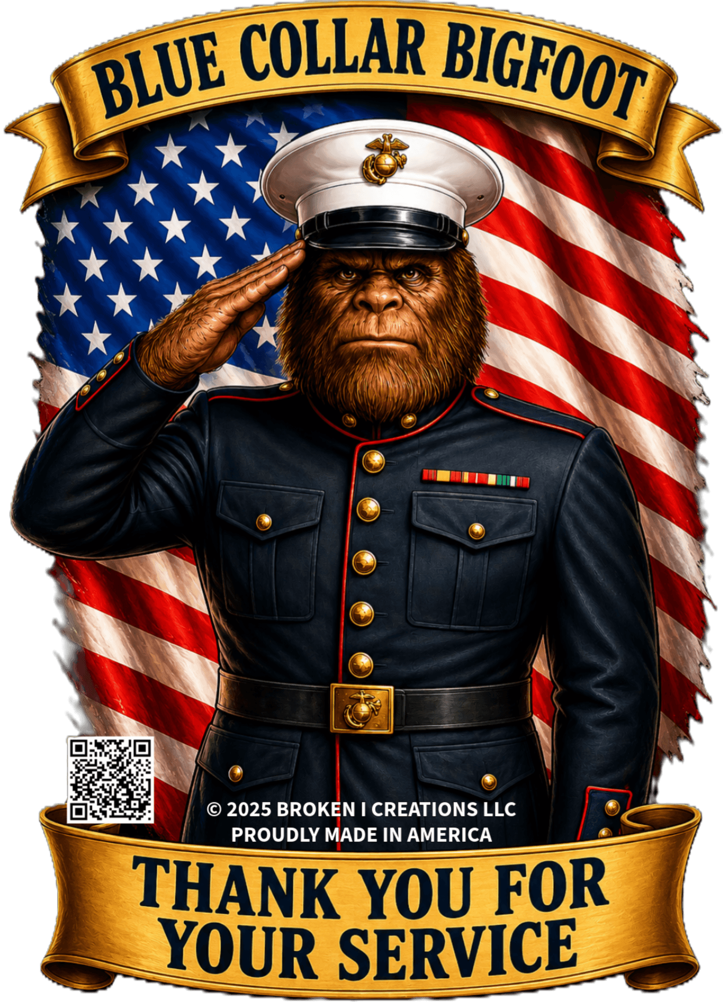 Blue Collar Bigfoot Marine Thank You warrior shirt design