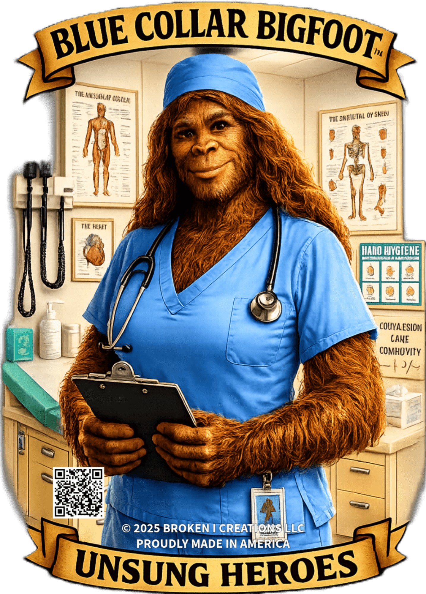 Blue Collar Bigfoot Unsung Heroes nurse shirt design