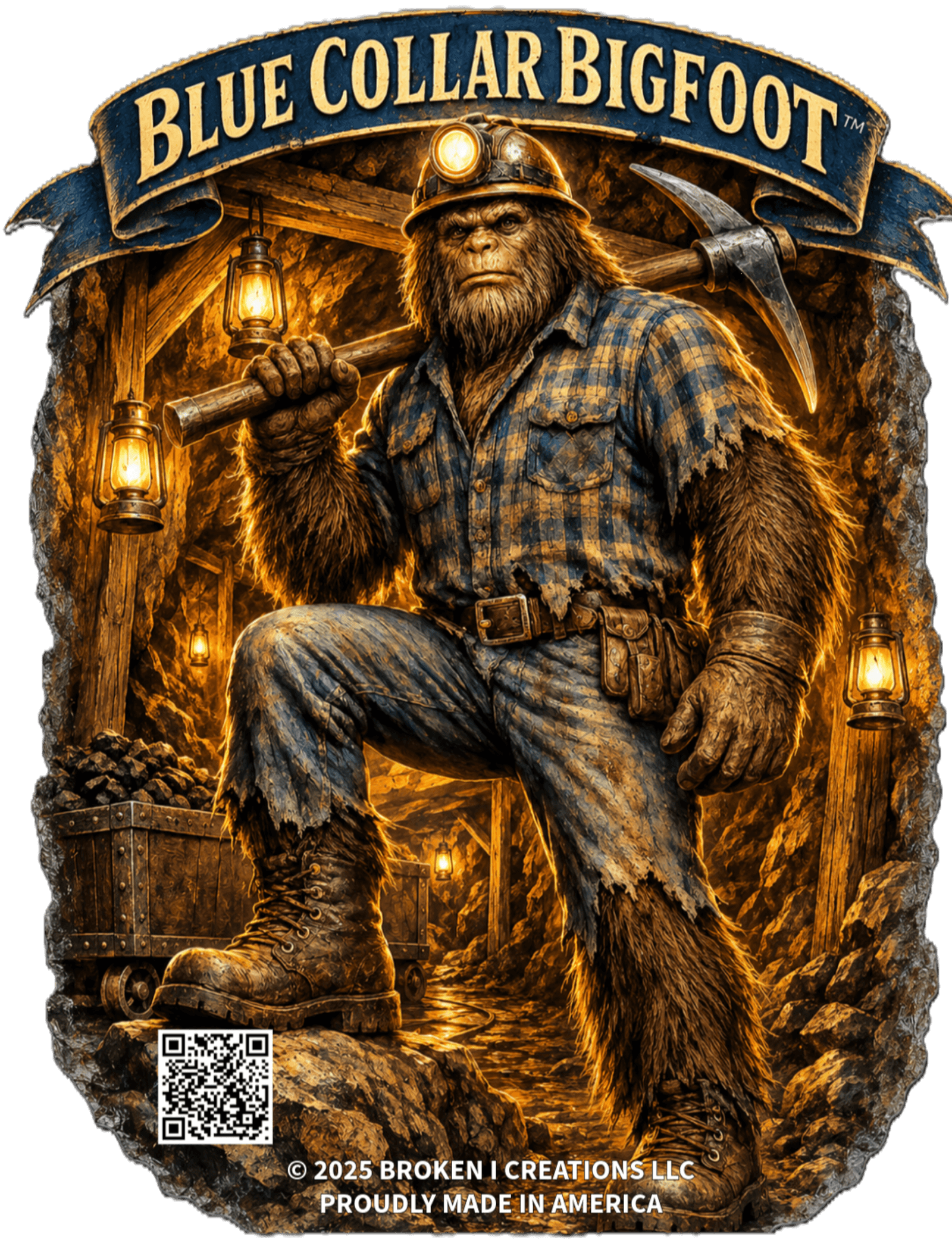 Blue Collar Bigfoot Coal Miner worker shirt design