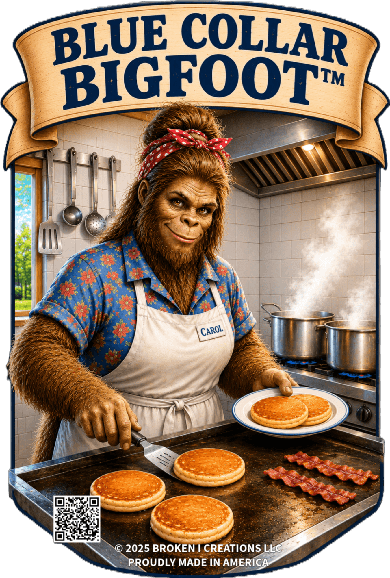 Blue Collar Bigfoot Cook worker shirt design