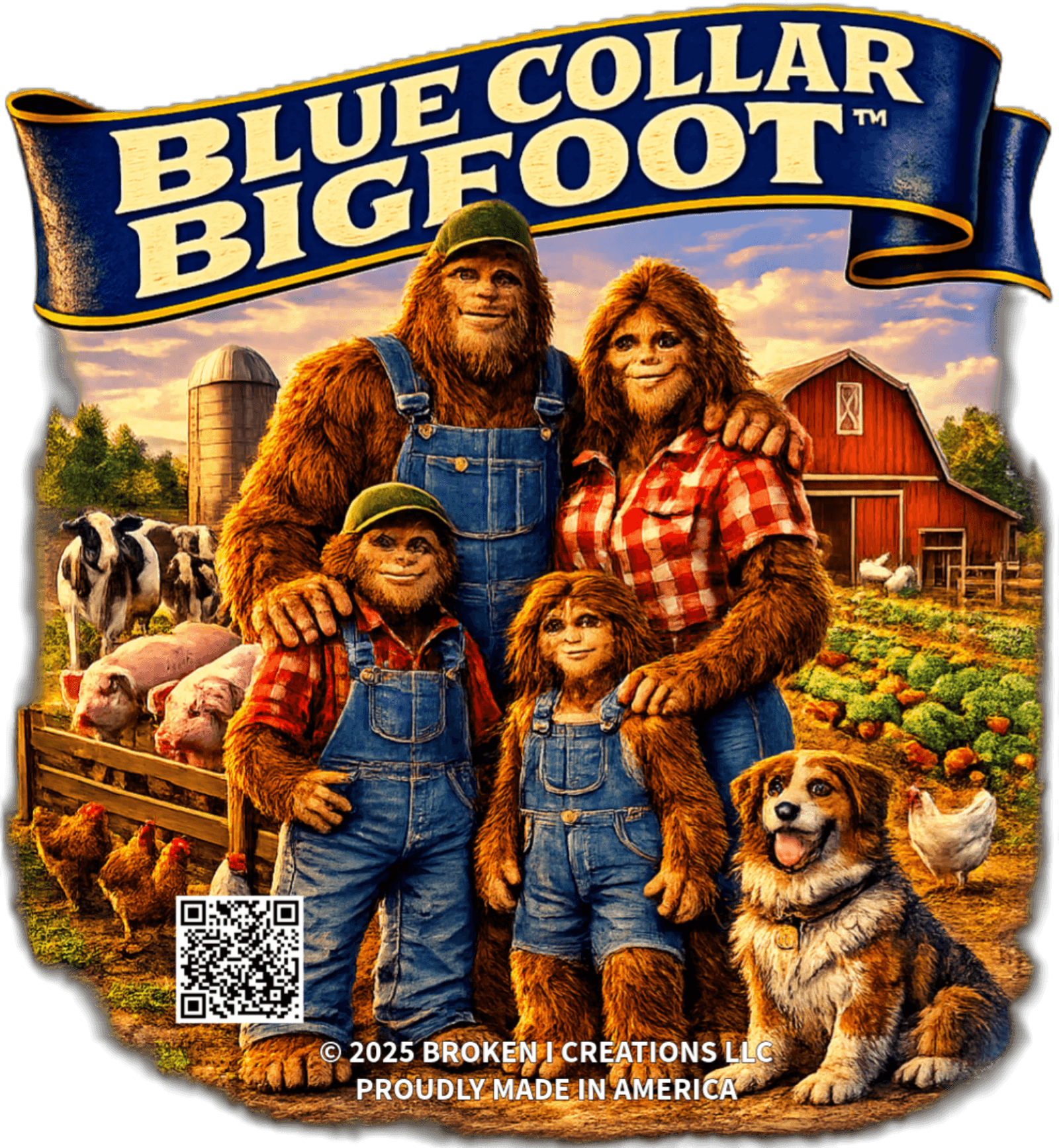 Blue Collar Bigfoot Family Farm worker shirt design