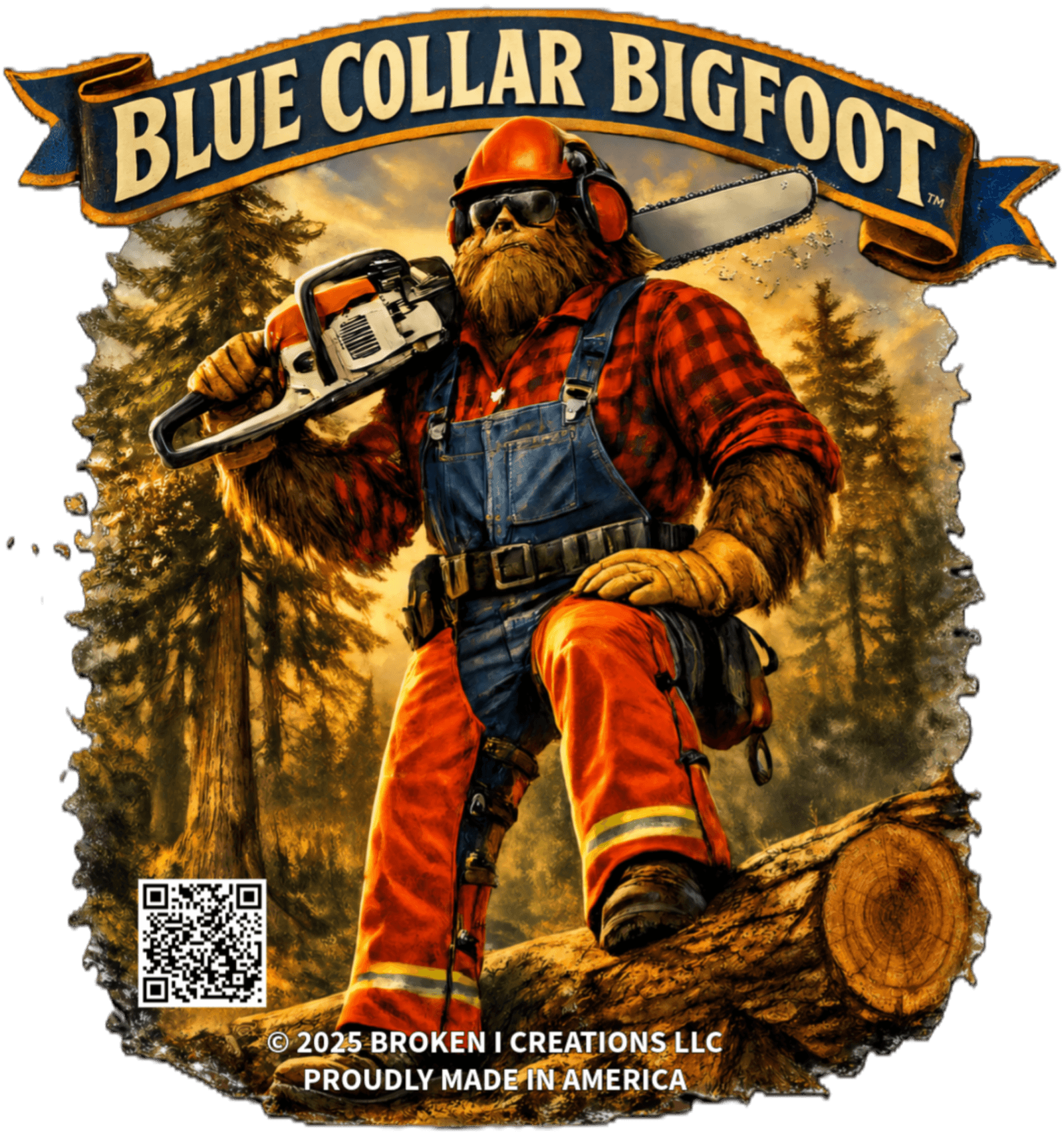 Blue Collar Bigfoot Lumberjack worker shirt design