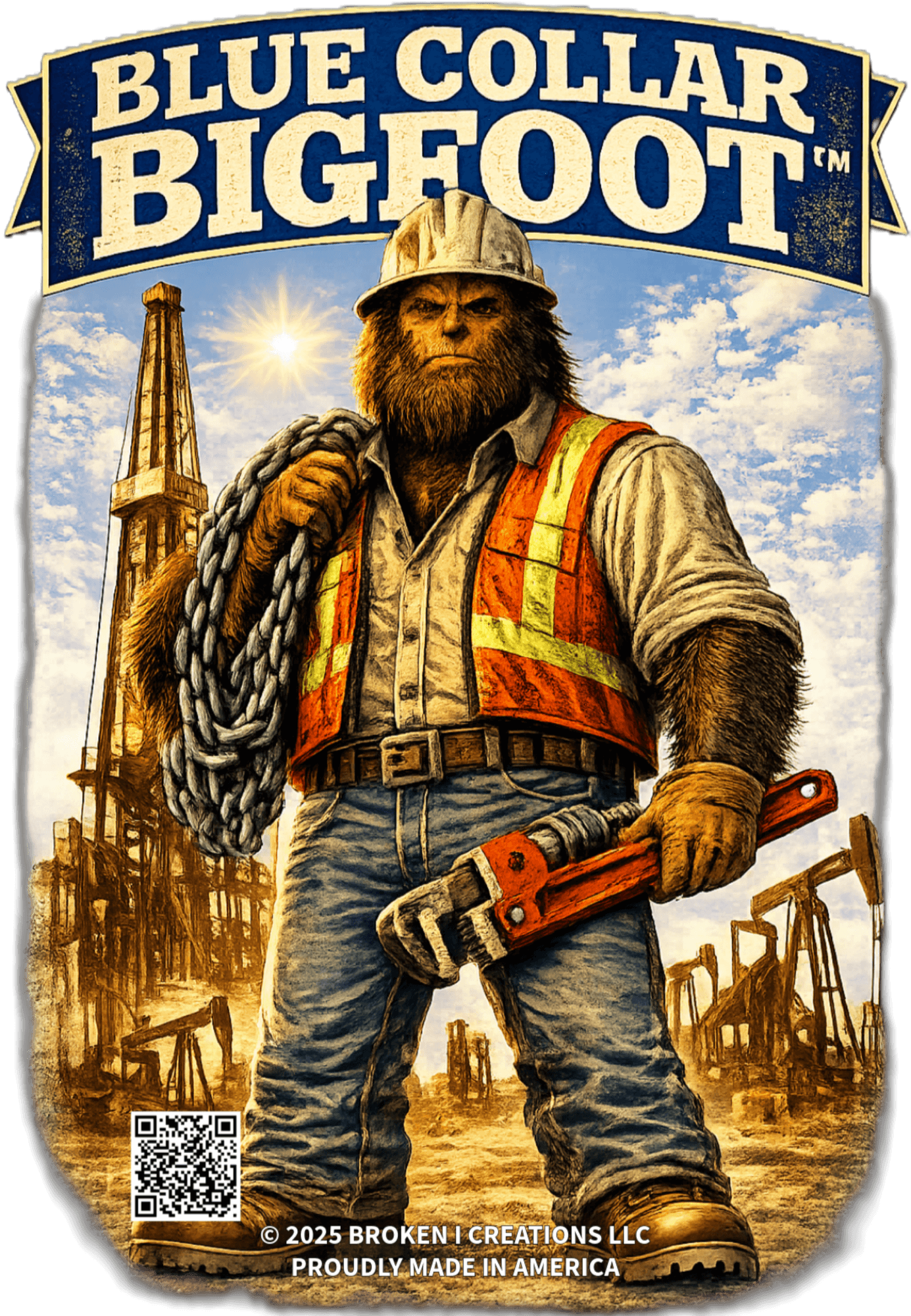 Blue Collar Bigfoot Oil Field Worker shirt design