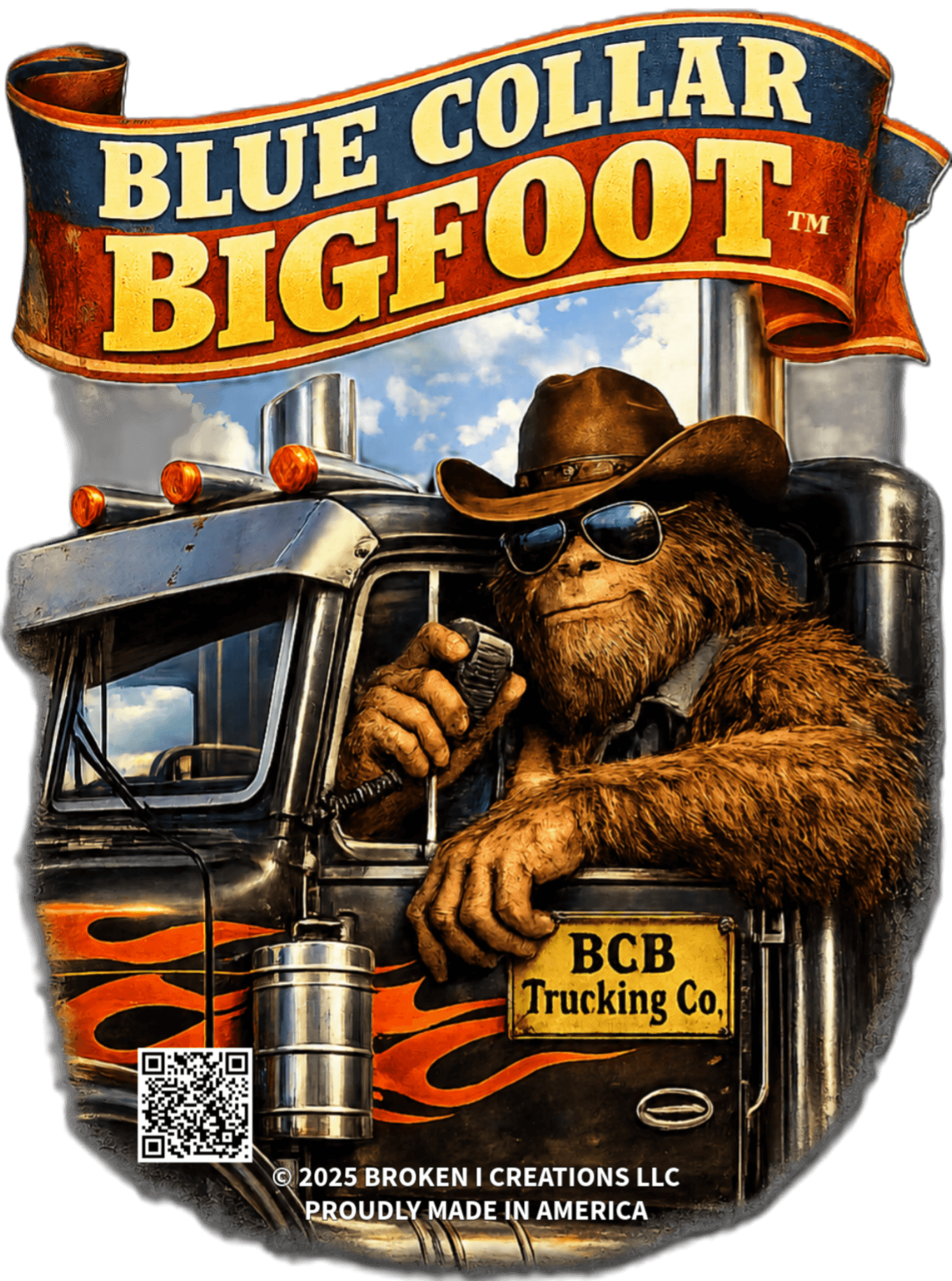 Blue Collar Bigfoot Truck Driver worker shirt design