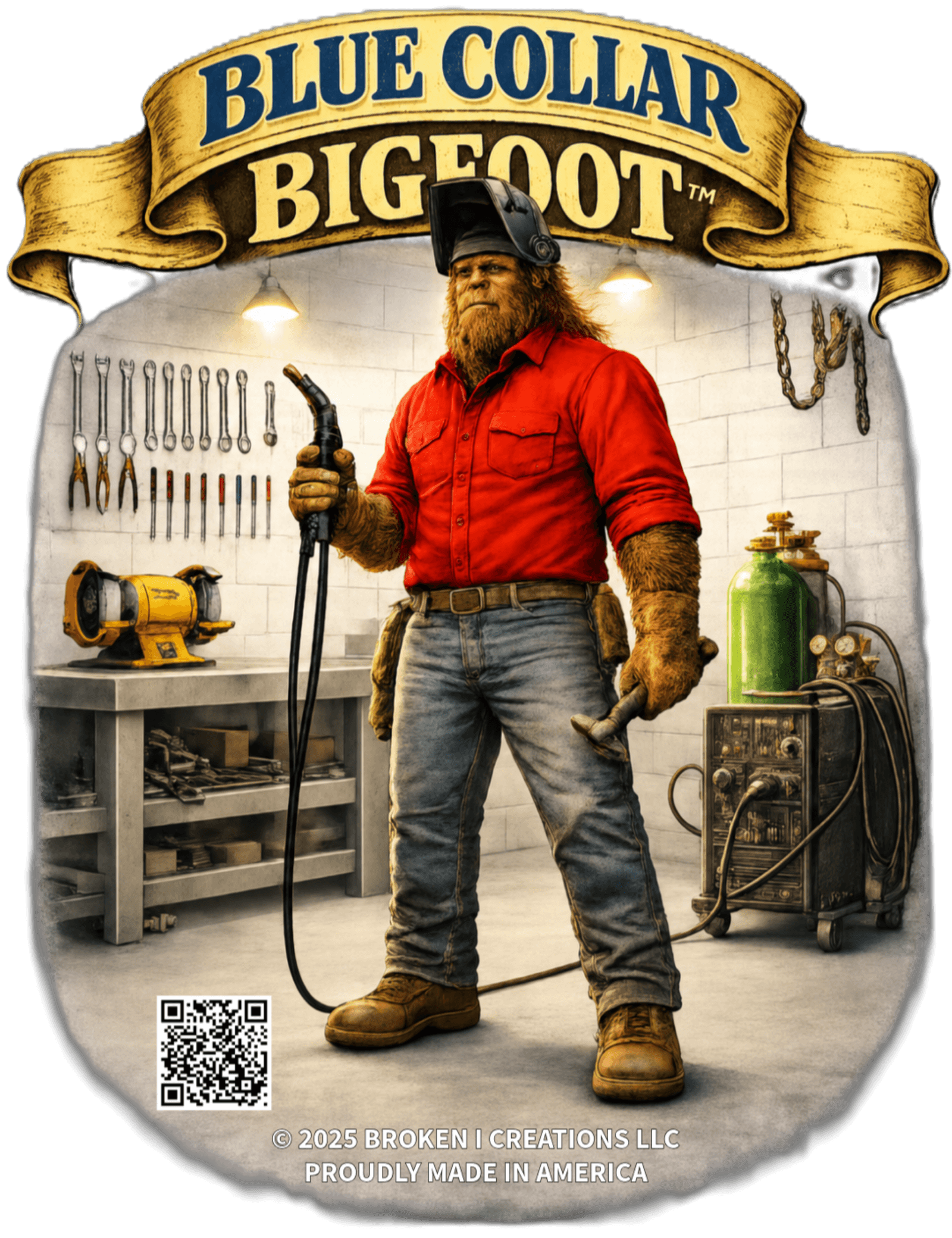 Blue Collar Bigfoot Welder worker shirt design